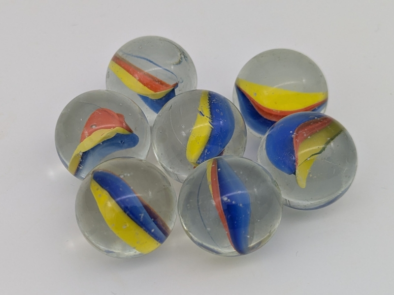 Glasmurmeln 25 mm, klar 3 Streifen
